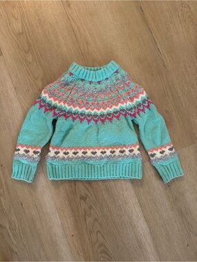 Crewcuts Turquoise Fair Isle Knit Sweater